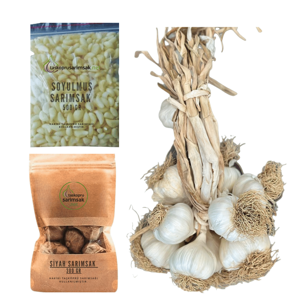 Hoşgeldin Paketi - (Büyük Boy 3 KG, Soyulmuş 500 GR, Siyah Sarımsak 300 GR)