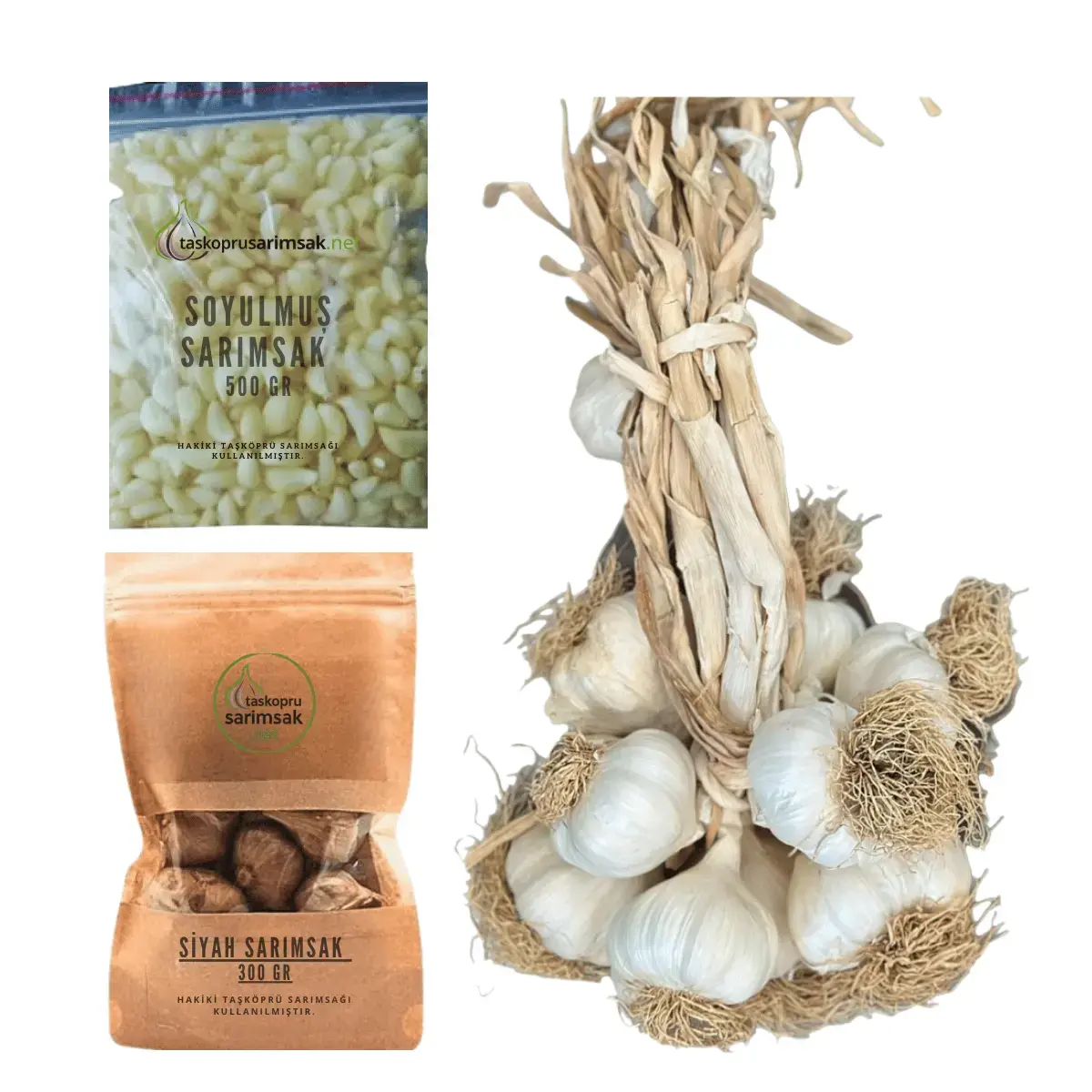 Hoşgeldin Paketi - (Büyük Boy 3 KG, Soyulmuş 500 GR, Siyah Sarımsak 300 GR)